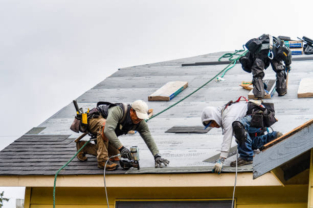 Professional Gutter Installation technician working in Morley, IA